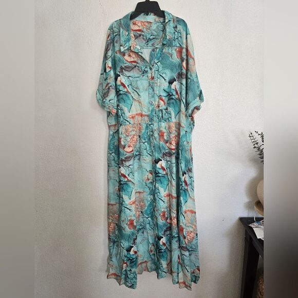 Soft Surroundings Blue Marble Shirt Dress Plus Size 3x - Picture 2 of 10